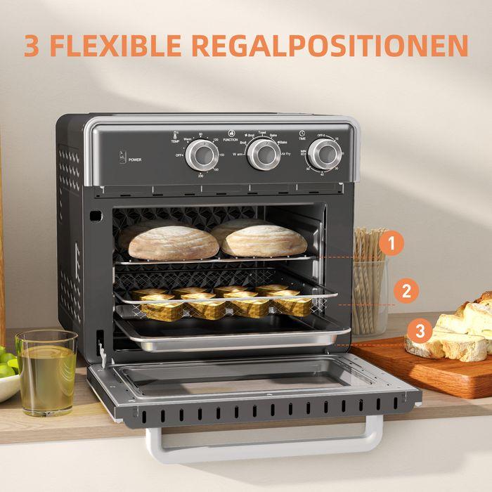 Immagine prodotto Swisshandel24 Minibackofen mit Umluft 20L Mini Ofen mit Backblech, Grillrost und Krümelblech, 90-230°C