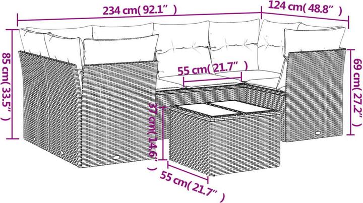Actual product image vidaXL Garden furniture sofa set lounge set 7-piece brown poly rattan