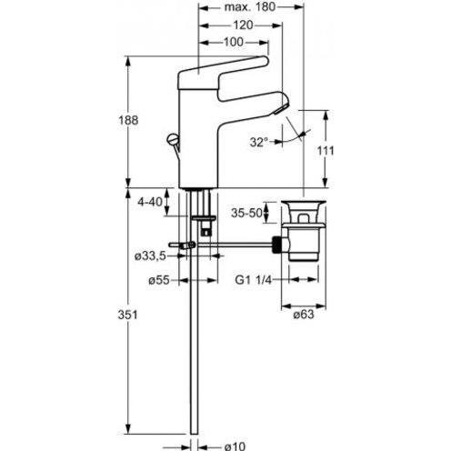 Thumbnail - Hansa, Badarmatur, world of office WT-EH-Einlochbatterie HANSASIGNA DN 15 Garnitur m Zugbettigung vc (01612103)