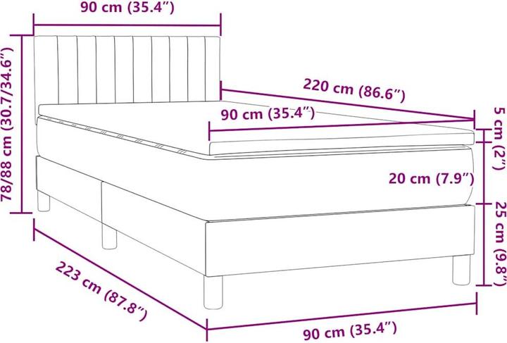 Produktbild vidaXL Boxspringbett (90 x 220 cm)