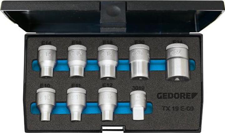 Productafbeelding Gedore TX 19 E-09 Steckschlüssel-Satz 1/2" 9-teilig Aussen-TX E10-E24 (12,5 mm)