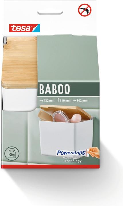 Image du produit tesa BABOO Boîte de rangement avec couvercle, petite avec solution adhésive sans perçage