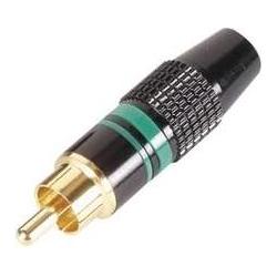 Velleman Rca Plug Male Gold Tip Black Housing Green Ring, Elektronikkabel + Stecker, Schwarz