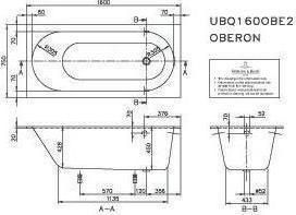 Actual product image Villeroy & Boch V&B built-in tub OBERON R-corner1600x750mm white (125 l, 160 cm, 75 cm)