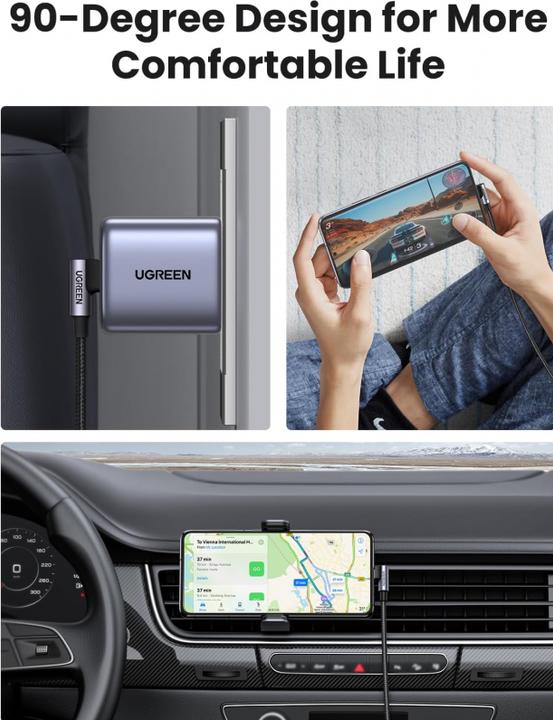 Actual product image Ugreen USB C — USB C (3 m, USB 2.0, 60 W)