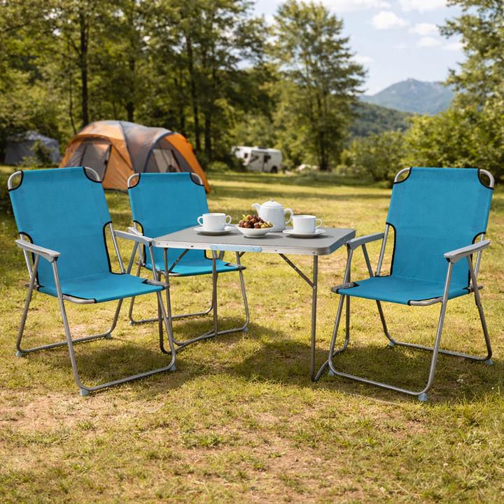 Produktbild Mojawo 4-teiliges Campingmöbel Set Alu L80xB60xH68cm Petrol