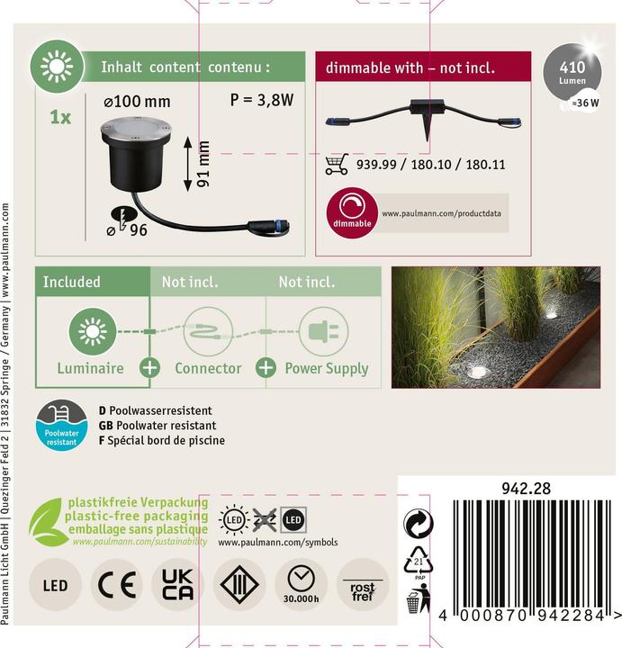 Actual product image Paulmann Plug & Shine recessed floor light (450 lm, IP65)