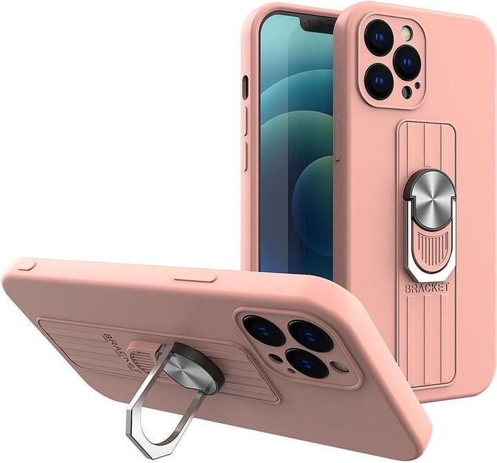 Produktbild Hurtel Ring Case Silikonhülle mit Fingergriff und Ständer für iPhone 13 Pro pink (Apple iPhone 13 Pro)