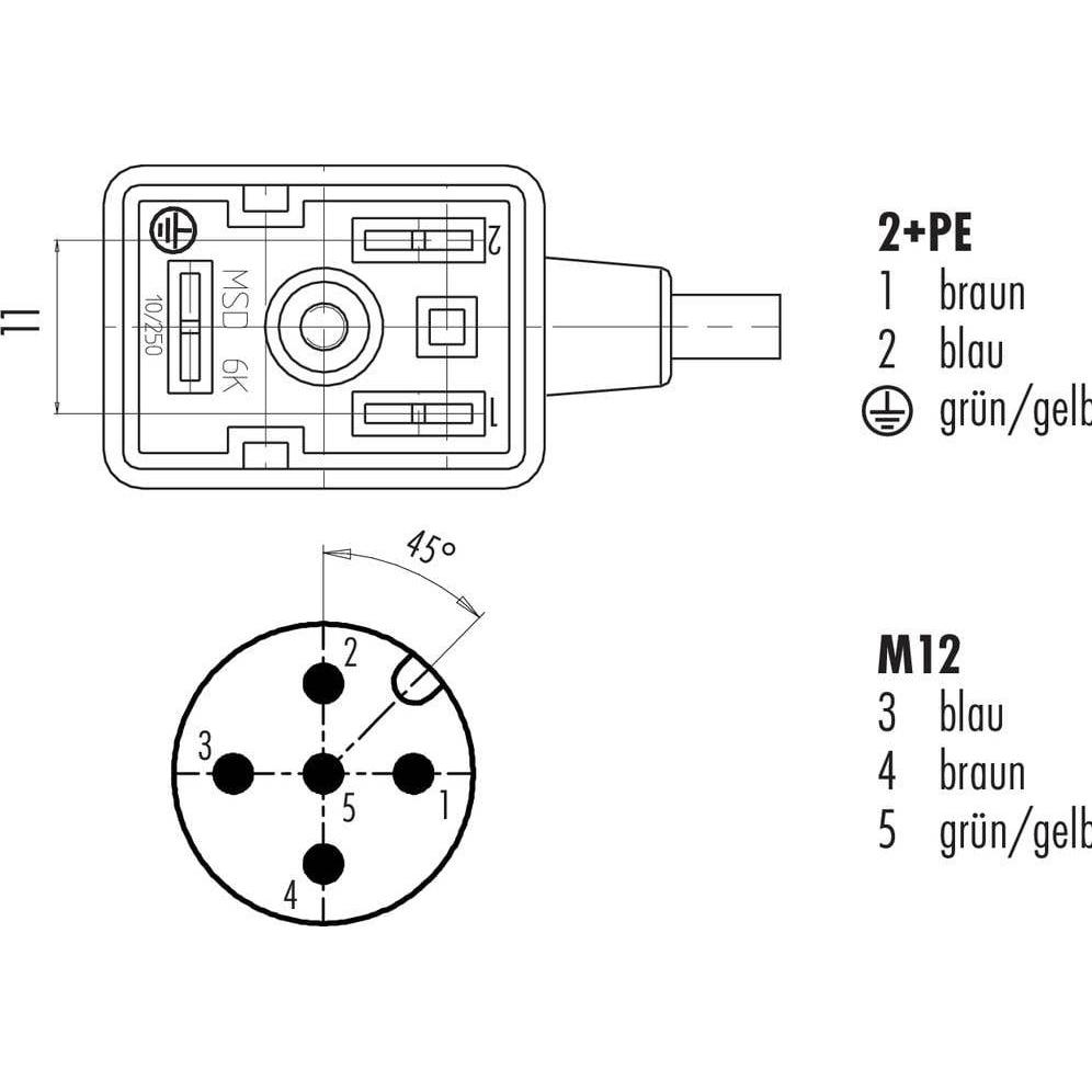 Thumbnail - Schubiger Magnetventilsteckose B umspritzt Schwarz 30 5535 500 000 Binder Inhalt: 1 St., Elektronikkabel + Stecker, Schw...
