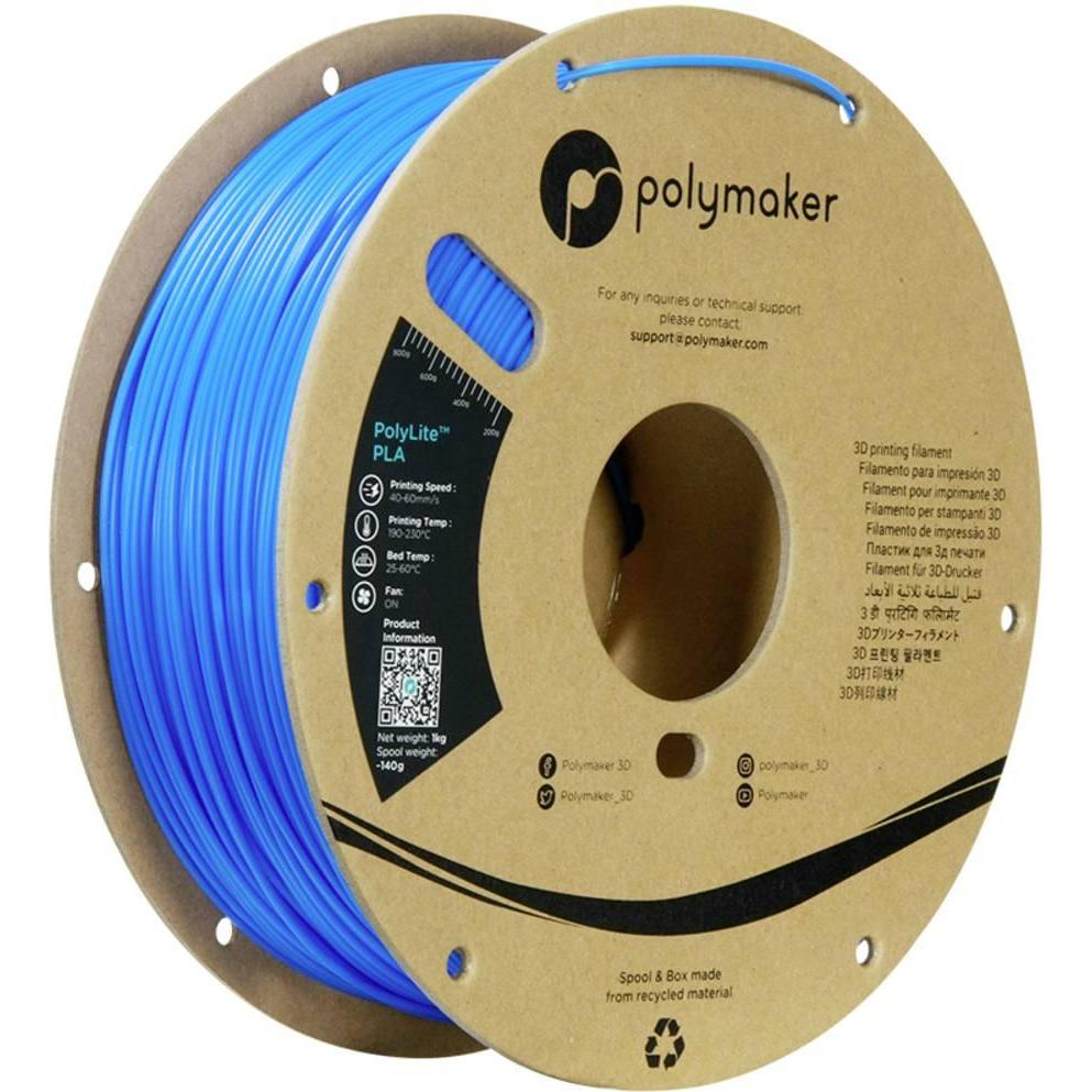 Polymaker PolyLite PLA (PLA, 1.75 mm, 1000 g, Blau), 3D Filament, Blau