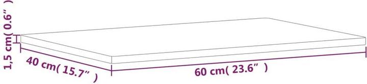 Actual product image vidaXL Tischplatte 60x40x1,5 cm Rechteckig Massivholz (60 x 40 x 1.5 cm)