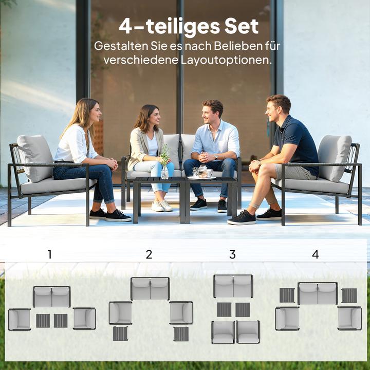 Actual product image Outsunny Gartenmöbel Set Stahl, Polyester Hellgrau