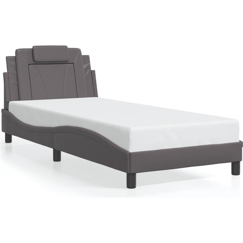 VidaXL, Bett, Bettgestell mit Kopfteil Kunstleder (100 x 200 cm)