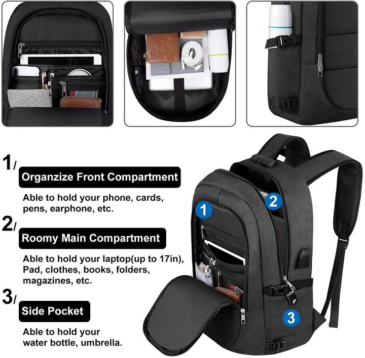 Actual product image Ambor Laptop backpack men, 17.3 inch with USB