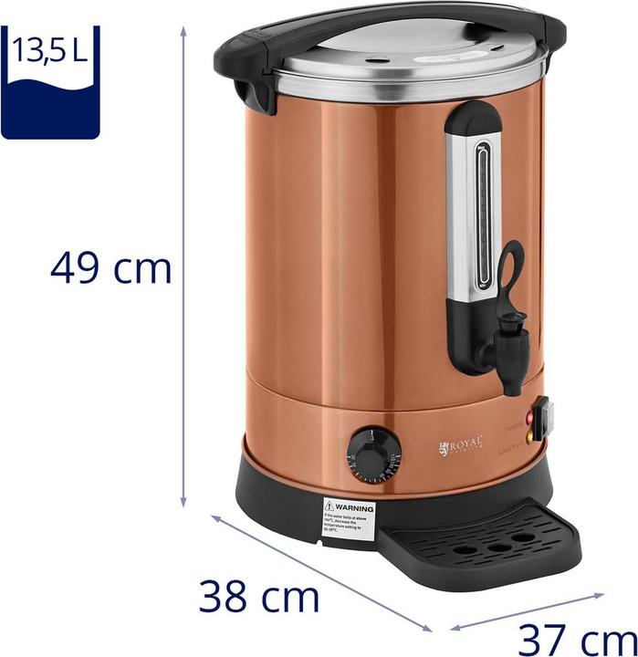 Produktbild Royal Catering Wasserkocher Edelstahl Heisswasserbereiter Heissgetränkespender 2500 W 13,5 l