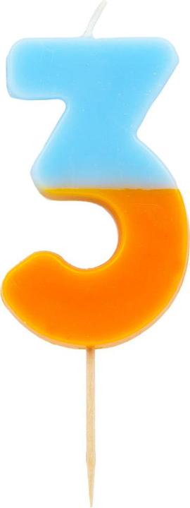 TALKING TABLES Zahlenkerze Zahl 3 Orange & Blau