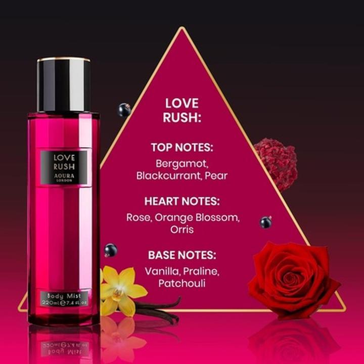 Actual product image Aoura London Women's Love Rush Body Mist Fragrance Spray 220ml (220 ml, Body mist)