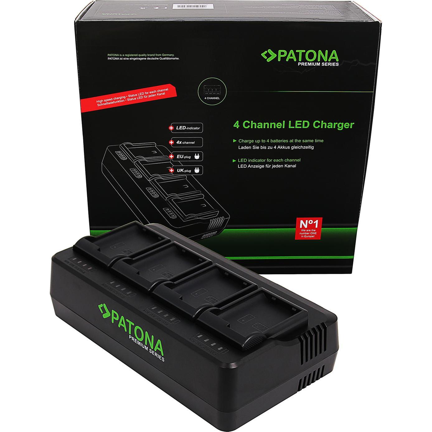 Patona Caricabatterie Nikon EN-EL15 a 4 porte (Caricabatterie per fotocamere), Alimentatore fotocamera, Nero