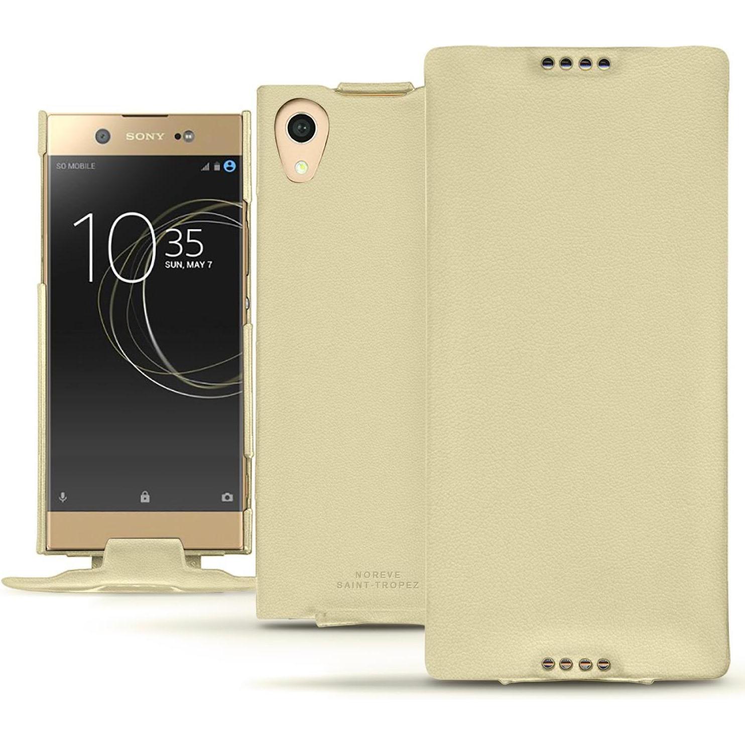 Noreve Lederschutzhülle vertikal (Sony Xperia XA1 Ultra), Smartphone Hülle, Beige