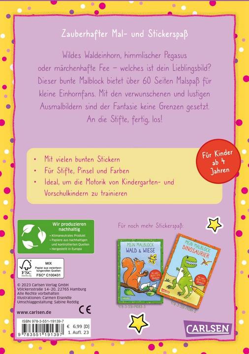 Produktbild Mein Malblock: Einhörner & Feen