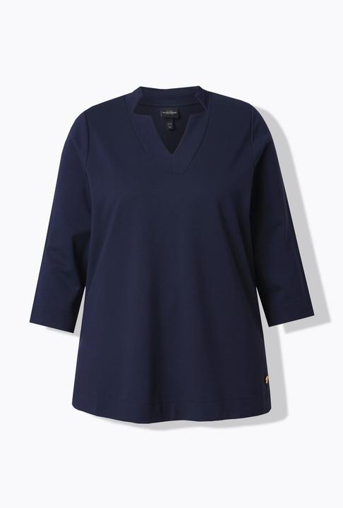 Actual product image Ulla Popken Split Neckline 3/4 Sleeve Tee (54)