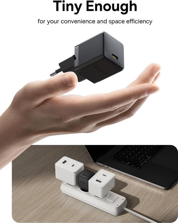 Productafbeelding Baseus - Wall Charger Palm (P10111602113-00) - Fast Charger, Type-C, PD 20W, 5V/3A - Cluster Black (20 W)