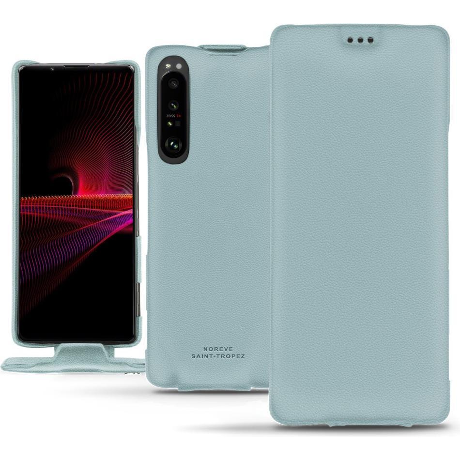 Noreve Lederschutzhülle vertikal (Sony Xperia 1 III), Smartphone Hülle, Blau