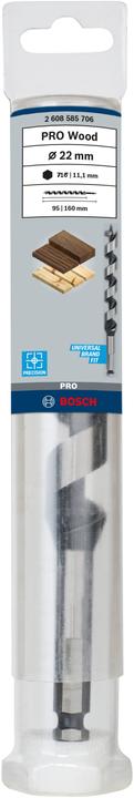 Actual product image Bosch Professional Zubehör PRO Wood Wood auger bit, 22 x 95 x 160 mm (11.1 mm)