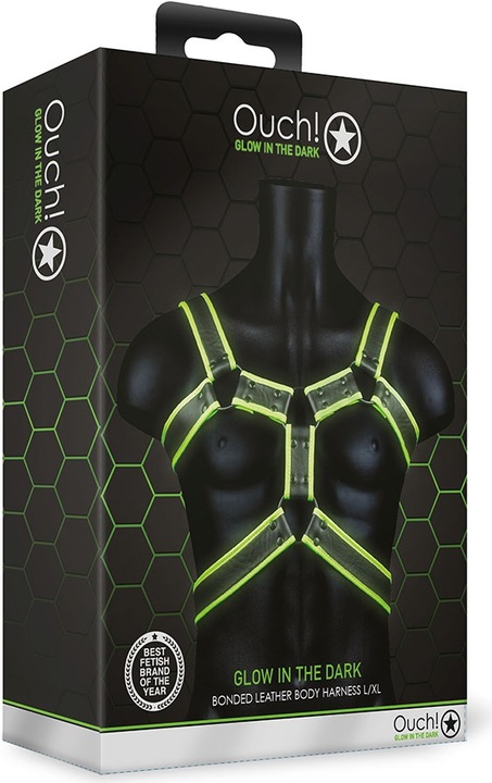 Image du produit Ouch! Harnais de corps - Glow in the Dark/Noir - L/XL