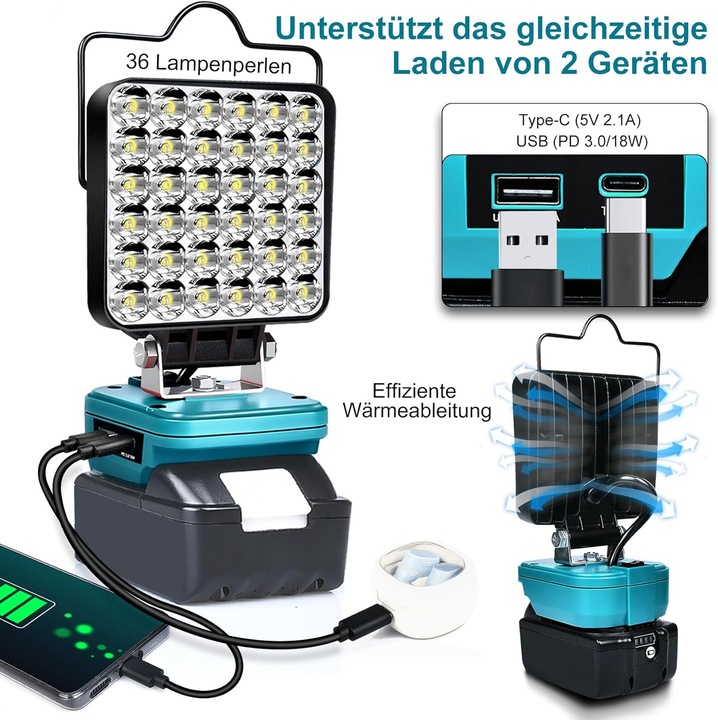 Produktbild Gzyz Akku-LED-Arbeitsleuchte (5400 lm)