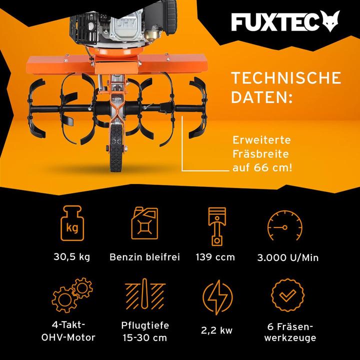 Actual product image Fuxtec FX-AF1139 SET rotary tiller Motorised hoe incl tiller width extension