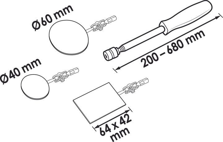 Actual product image Vigor Telescopic mirror set ∙ V5480 ∙ Number of tools: 4 (4 Functions)
