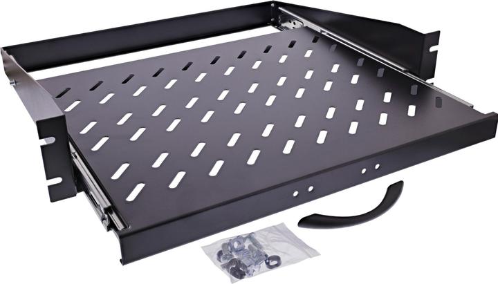 InLine Tablette 19" extensible, 350mm, 30kg, 2UH, RAL 9005 noir