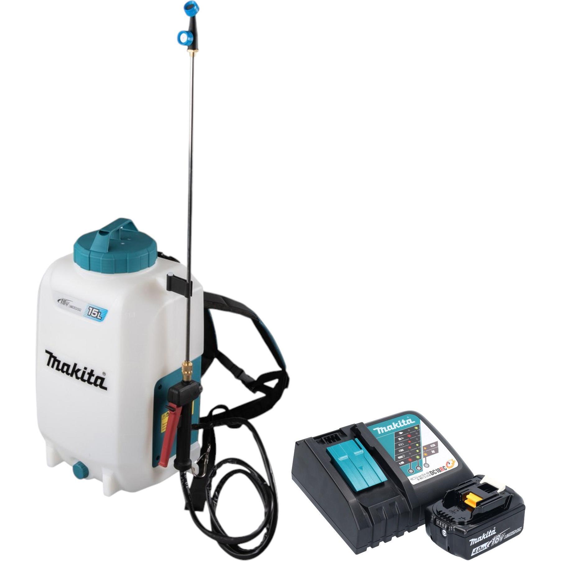 Makita, Sprühflasche, DUS 158 RM Akku Druckspritze 18 V 15 l 5,0 bar + 1x Akku 4,0 Ah + Ladegerät (15 l)