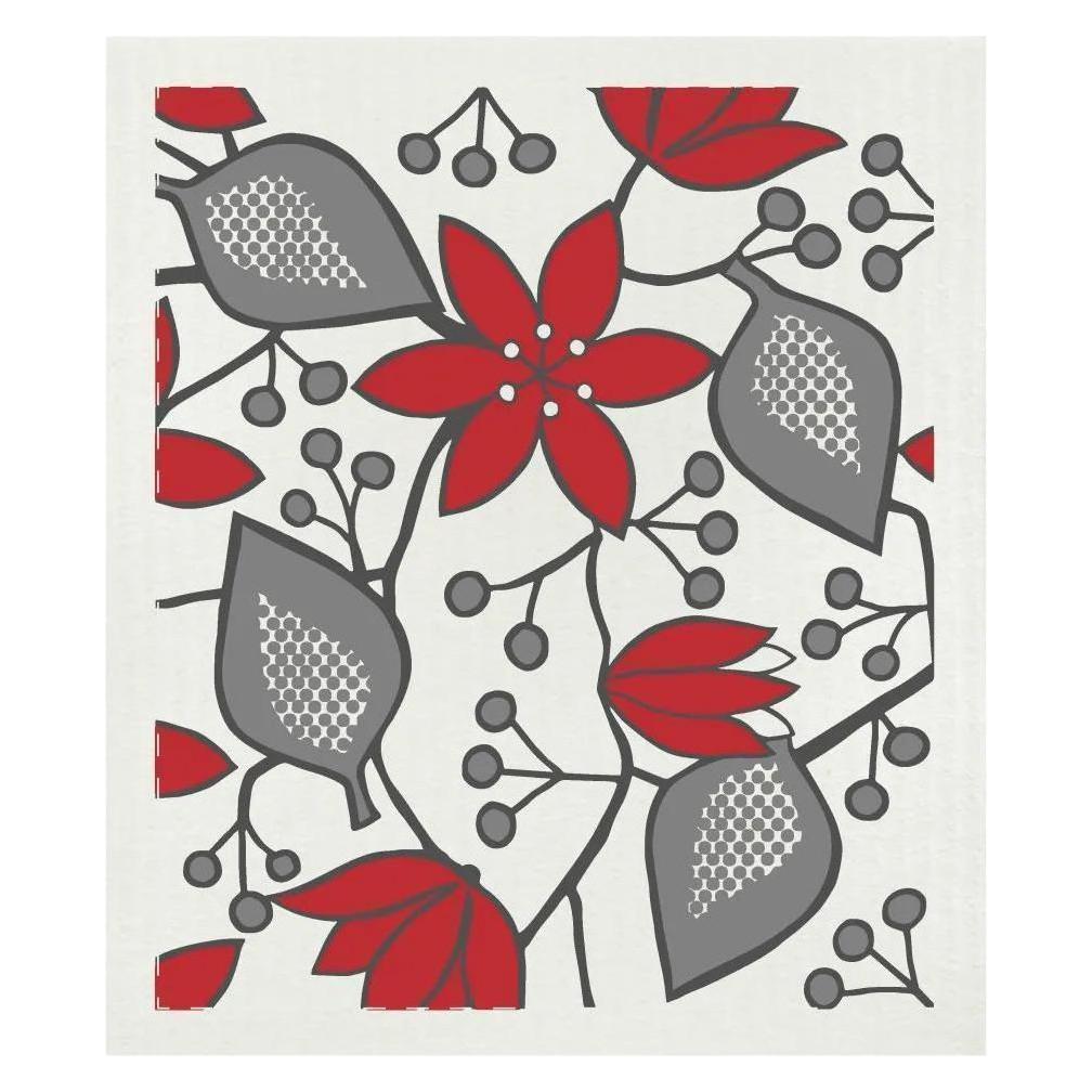 Born in Sweden Spültuch Helleborus Rot aus Zellulose, schwedisches Design, Utensili pulizia