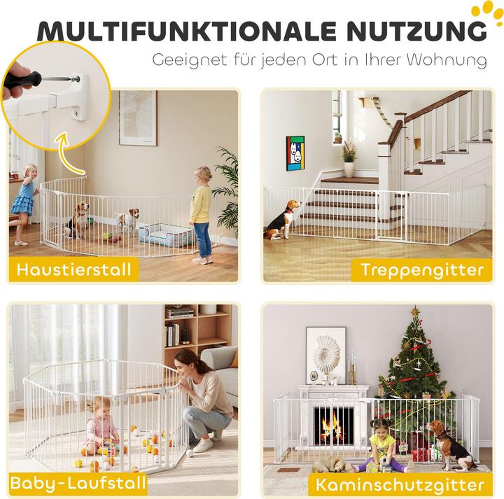 Immagine prodotto PawHut Welpenauslauf Kohlenstoffstahl, Kunststoff Weiss