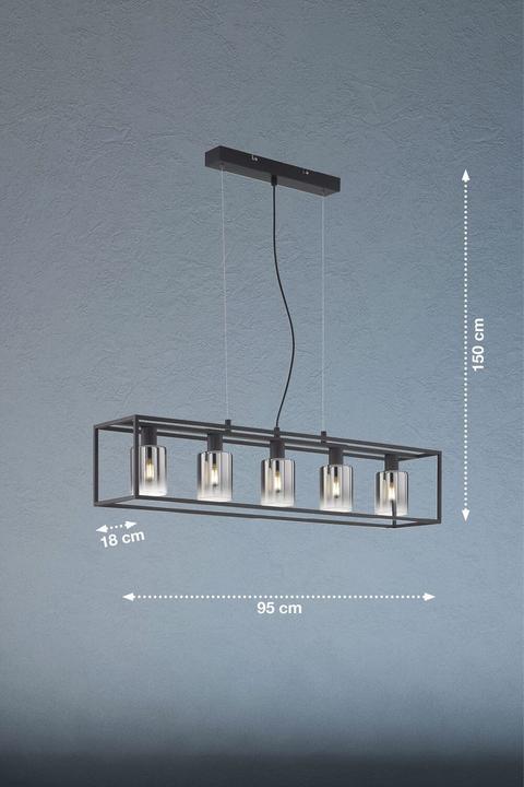 Image du produit Fischer & Honsel Honsel Suspension Iska longueur 95 cm - noir sable/verre fumé (60908) (E14)