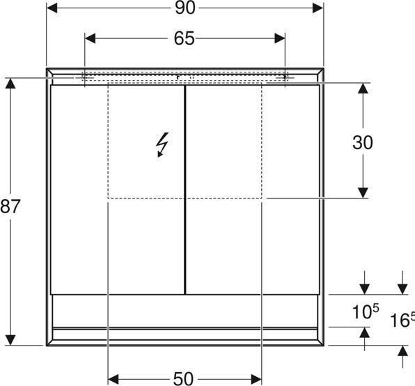 Actual product image Geberit ONE mirror cabinet with ComfortLight, 2 doors, surface mounted, with niche, 90x90x15cm, 505. (90 x 90 x 15 cm)