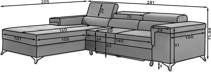 Produktbild ELTAP Ricardo (Bettsofa, Ecksofa, 4-Sitzer)