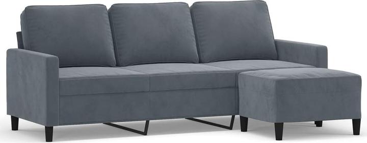 vidaXL Canapé 3 places avec pouf gris foncé 180 cm velours,couleur (3 places)