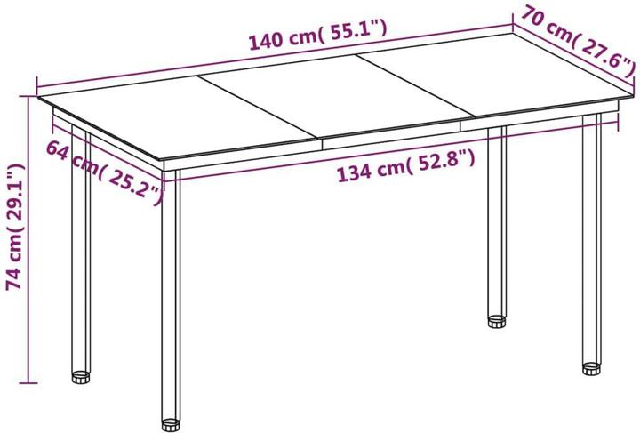 Produktbild vidaXL Garten-Essgarnitur (140 x 70 x 74 cm)