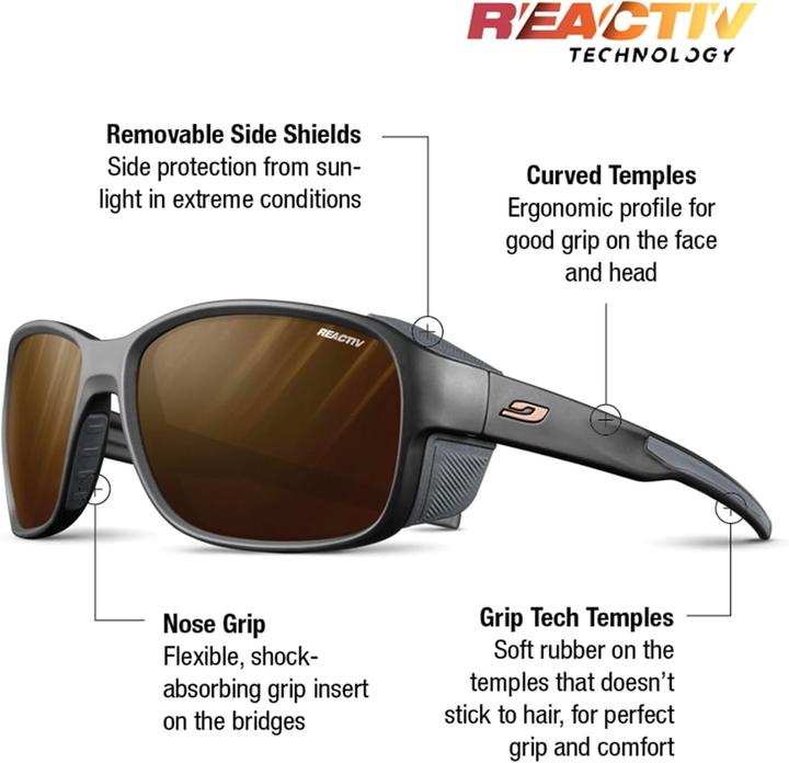 Immagine prodotto Julbo Montebianco 2 Reactiv High Mountain Sports Glasses (Nero, Marrone, Marrone)