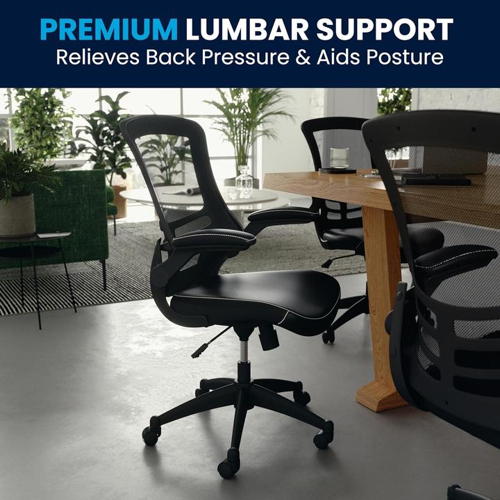 Produktbild Flash Furniture Buerostuhl mit mittelhoher Rueckenlehne Schwarzes Leder