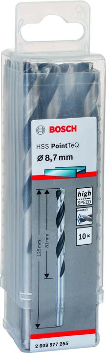 Produktbild Bosch Professional Zubehör Metallspiralbohrer HSS PointTeQ, DIN 338, 8,7 mm, 10er-Pack (8.7 mm)