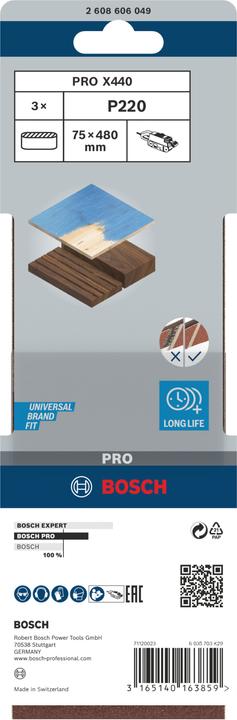 Actual product image Bosch Professional Zubehör PRO X440 sanding belt, 75 x 480 mm, G220 (220)
