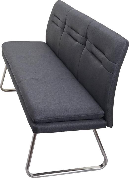 Produktbild Swisshandel24 Sitzbank, Esszimmerbank Bank Polsterbank, Rückenlehne Stoff/Textil Edelstahl gebürstet - grau 180cm (180 cm)