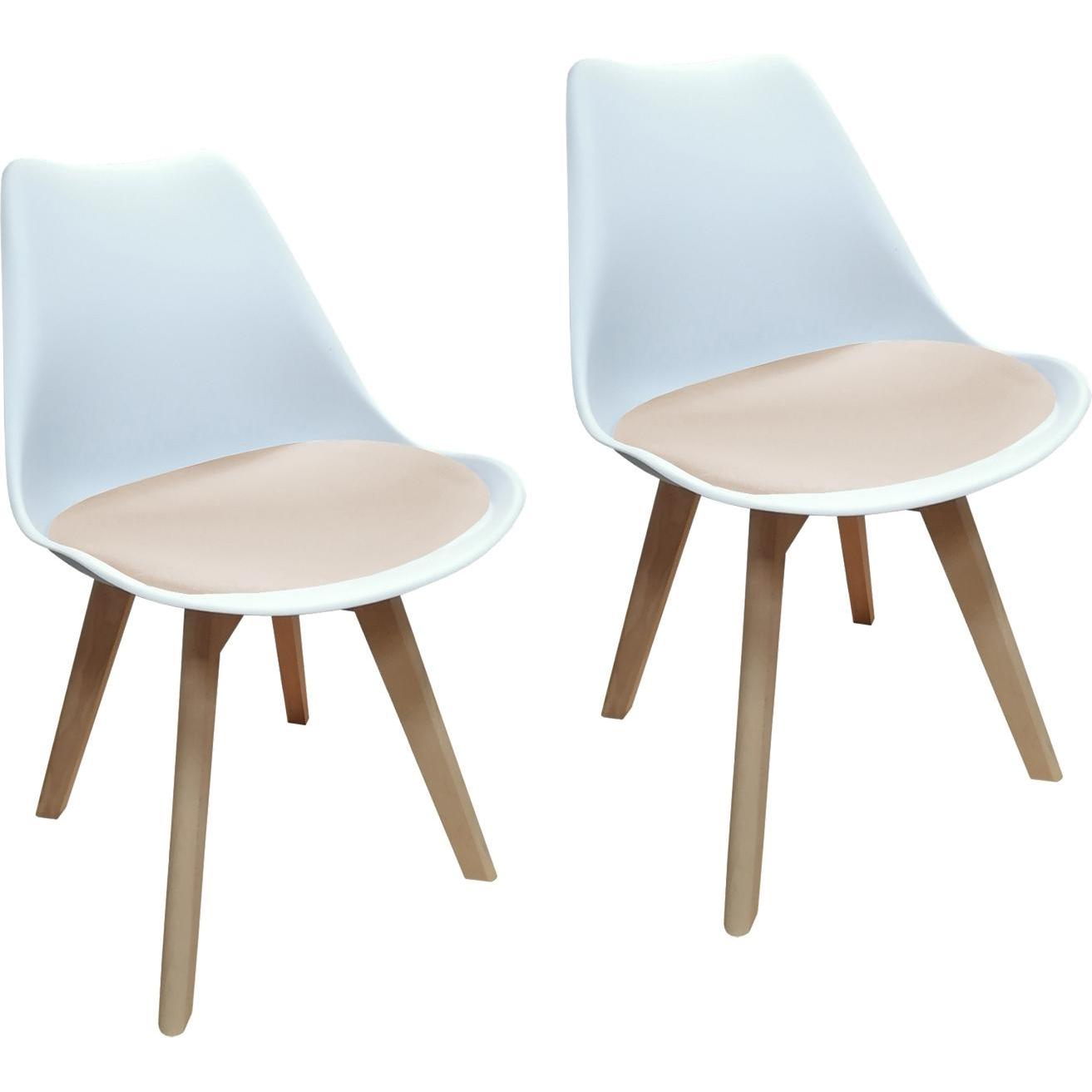 HTI-Living, Stühle, Esszimmerstuhl Samt 2er Set Atlanta Weiss/Creme