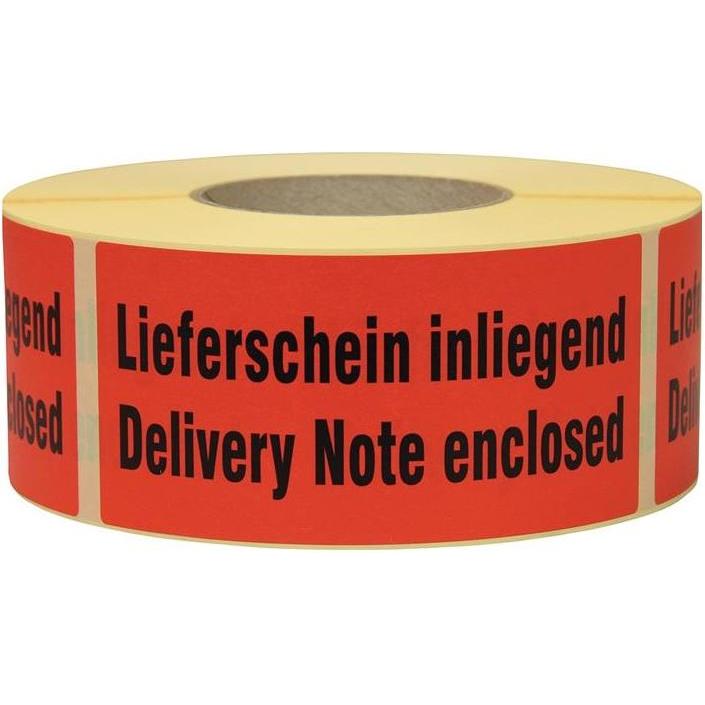 Thumbnail - Transpak, Etiketten, Hinweisetikett Lieferschein inliegend Länge 145 mm, Breite 70 mm rot