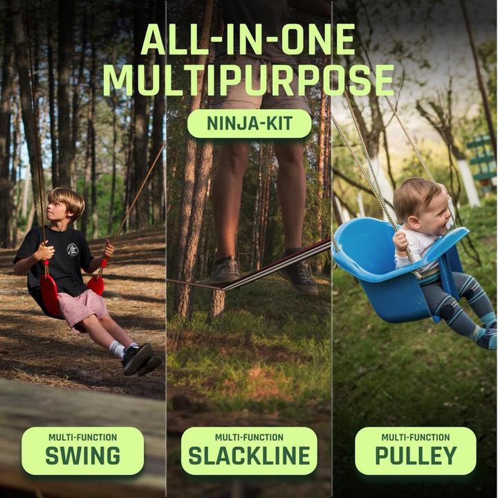 Produktbild Fofana Ninja Slider - Slackline Seilrutschen-Kit für den Hinterhof - 20m (20 m)