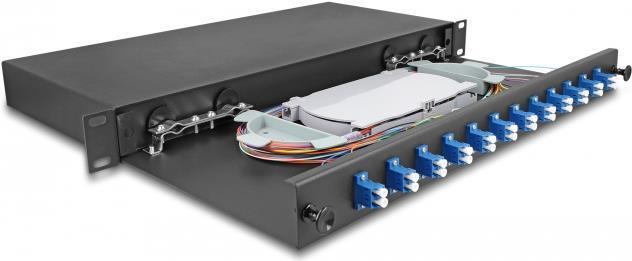 Actual product image Delock 19? Fibre optic splice box 12 x LC Duplex OS2 1U completely equipped ready to splice